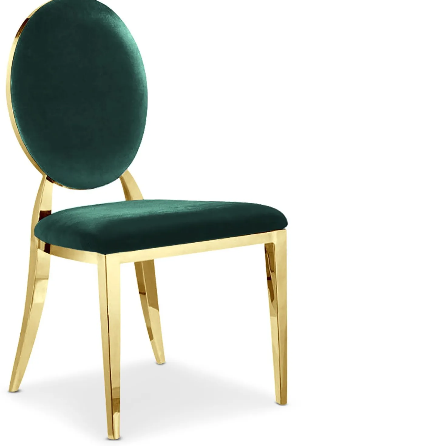 Lot de 8 chaises médaillon Sofia Pieds Or Velours Vert