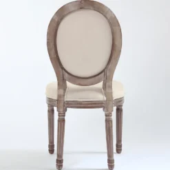 Lot de 2 chaises médaillon style Louis XVI Bois massif patiné et Tissu Beige