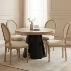 Lot de 2 chaises médaillon style Louis XVI Bois massif patiné clair et Tissu Beige