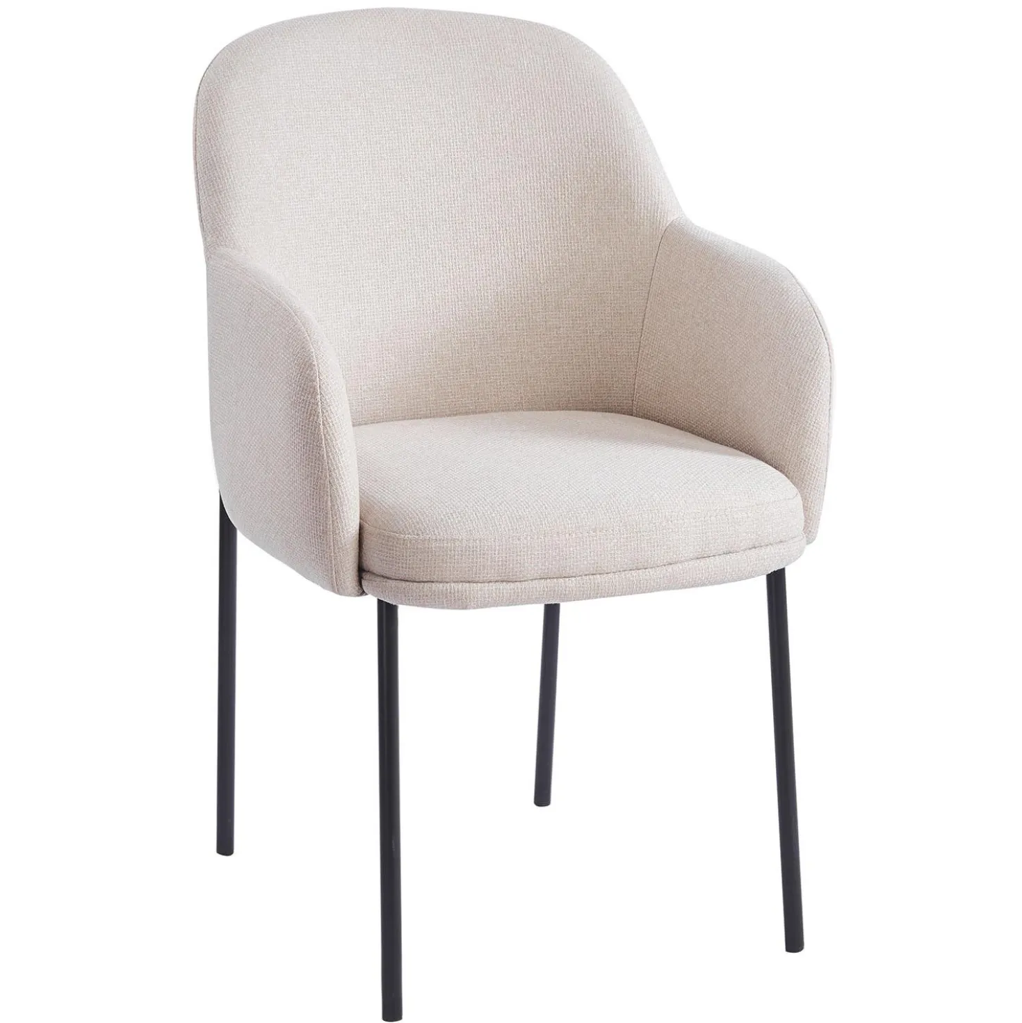 Lot de 4 chaises modernes matelassées Inaya Métal Noir et Tissu Beige