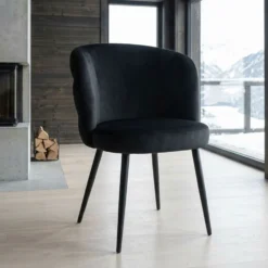 Lot de 2 chaises modernes matelassées Malawi Velours Noir