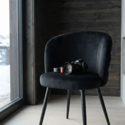 Lot de 2 chaises modernes matelassées Malawi Velours Noir