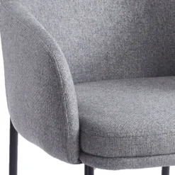 Lot de 4 chaises modernes matelassées Inaya Métal Noir et Tissu Gris