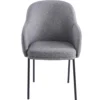 Lot de 6 chaises modernes matelassées Inaya Métal Noir et Tissu Gris