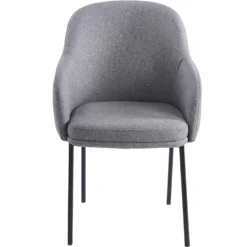 Lot de 6 chaises modernes matelassées Inaya Métal Noir et Tissu Gris