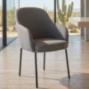 Lot de 2 chaises modernes matelassées Inaya Métal Noir et Tissu Gris