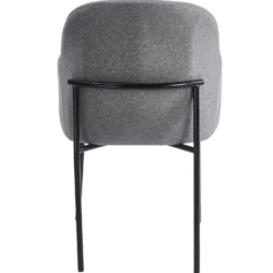 Lot de 2 chaises modernes matelassées Inaya Métal Noir et Tissu Gris