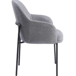 Lot de 2 chaises modernes matelassées Inaya Métal Noir et Tissu Gris