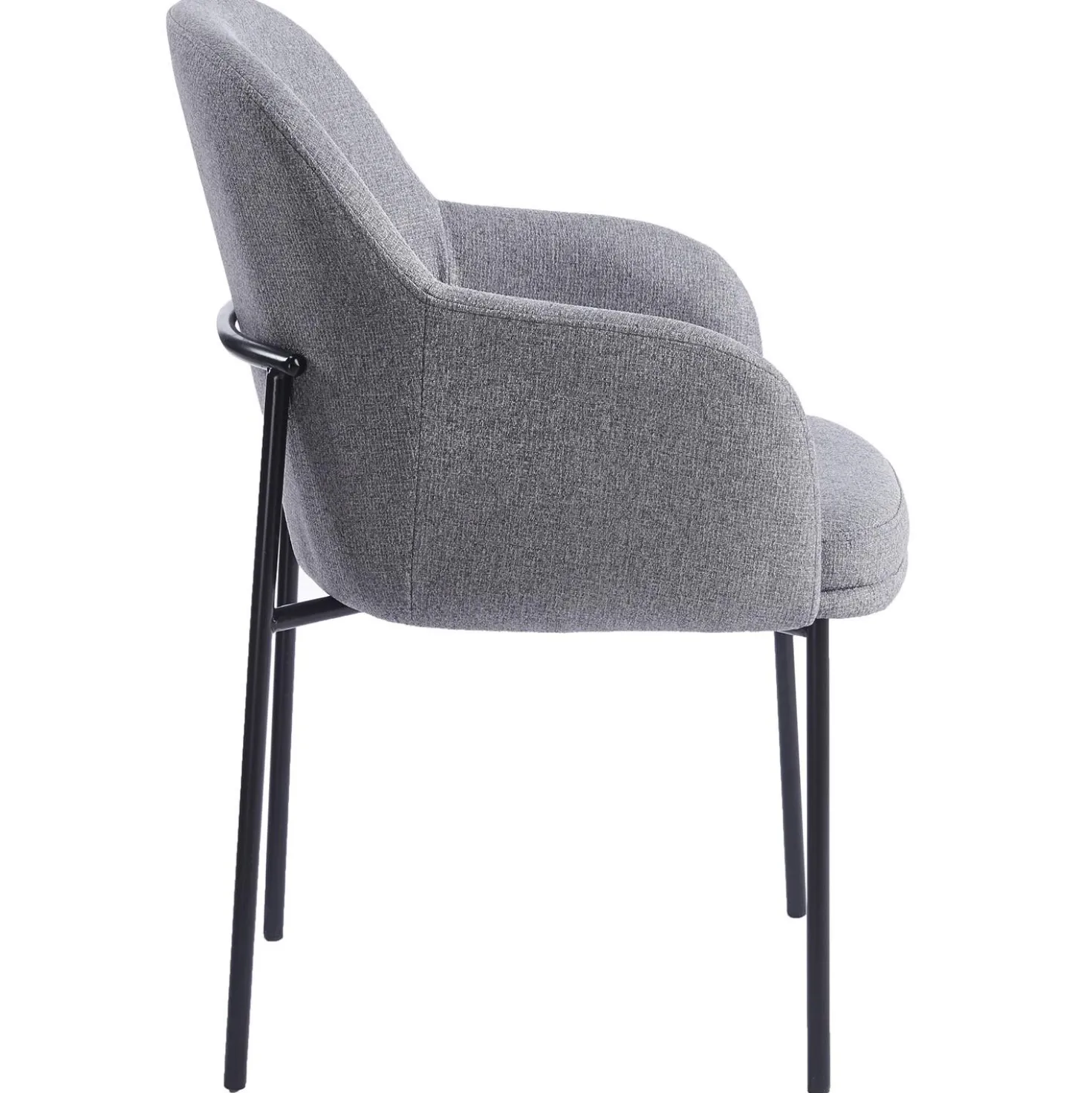 Lot de 2 chaises modernes matelassées Inaya Métal Noir et Tissu Gris
