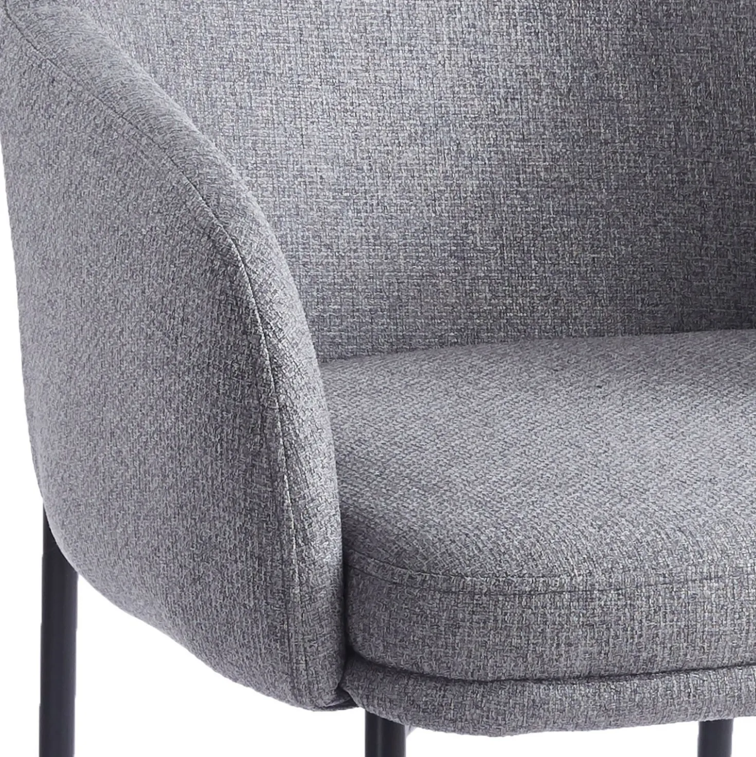 Lot de 2 chaises modernes matelassées Inaya Métal Noir et Tissu Gris