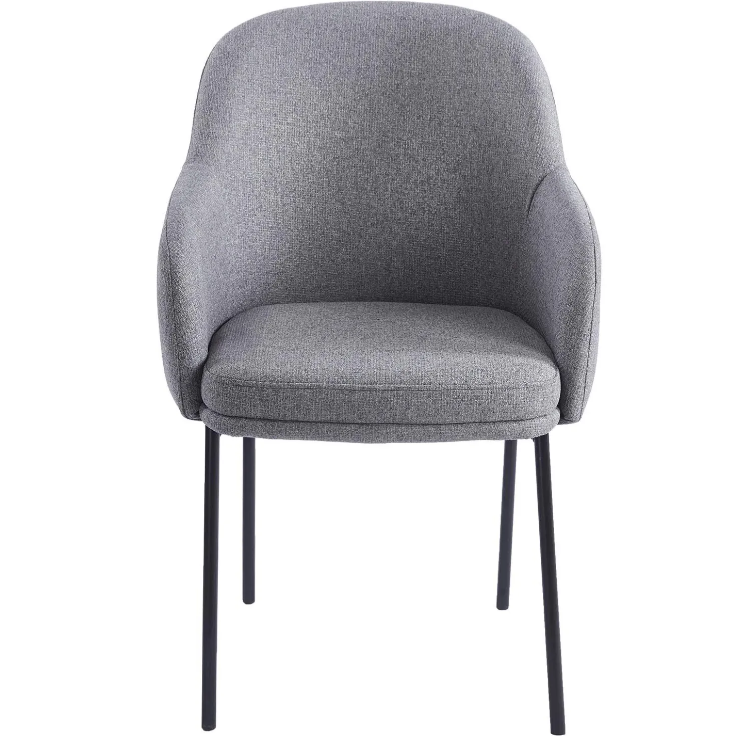 Lot de 2 chaises modernes matelassées Inaya Métal Noir et Tissu Gris