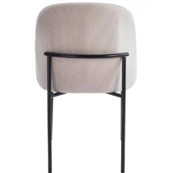 Lot de 2 chaises modernes matelassées Inaya Métal Noir et Tissu Beige