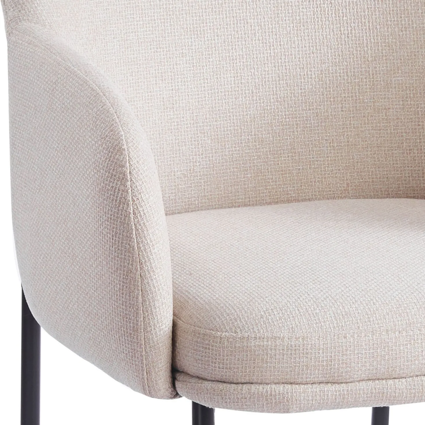 Lot de 2 chaises modernes matelassées Inaya Métal Noir et Tissu Beige