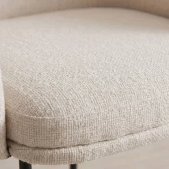 Lot de 8 chaises modernes matelassées Inaya Métal Noir et Tissu Beige