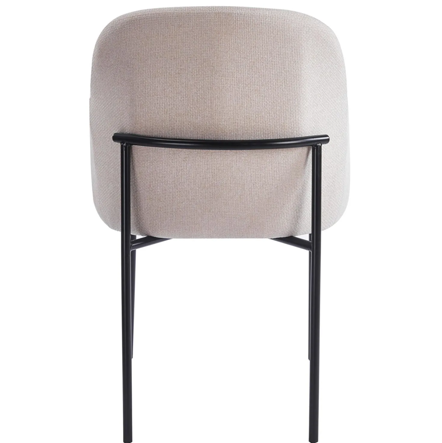 Lot de 8 chaises modernes matelassées Inaya Métal Noir et Tissu Beige