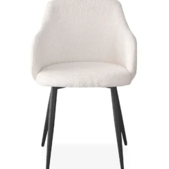 Lot de 8 chaises Paoline Tissu Bouclette Crème