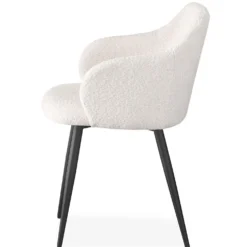 Lot de 8 chaises Paoline Tissu Bouclette Crème