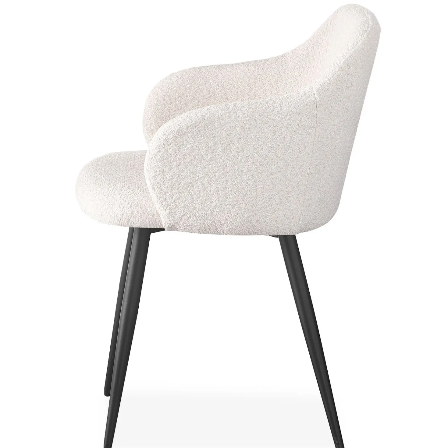Lot de 2 chaises Paoline Tissu Bouclette Crème
