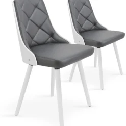 Lot de 2 chaises scandinaves Lalix Blanc & Gris