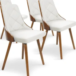 Lot de 4 chaises scandinaves Lalix Bois Noisette et Blanc