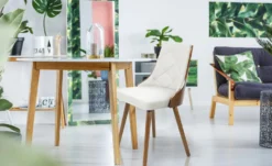 Lot de 6 chaises scandinaves Lalix Bois Noisette et Blanc