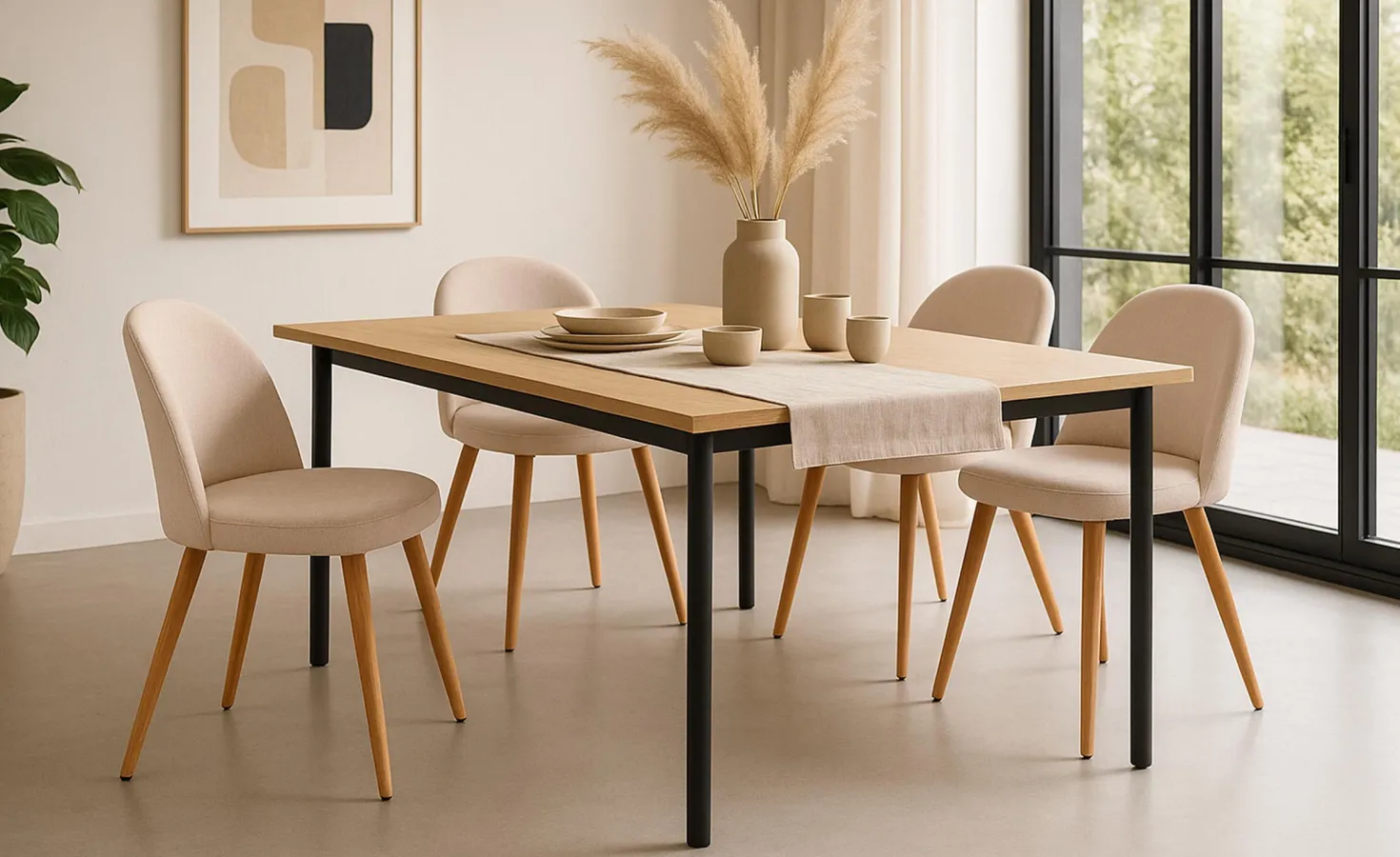 Lot de 4 chaises scandinaves Maury Beige