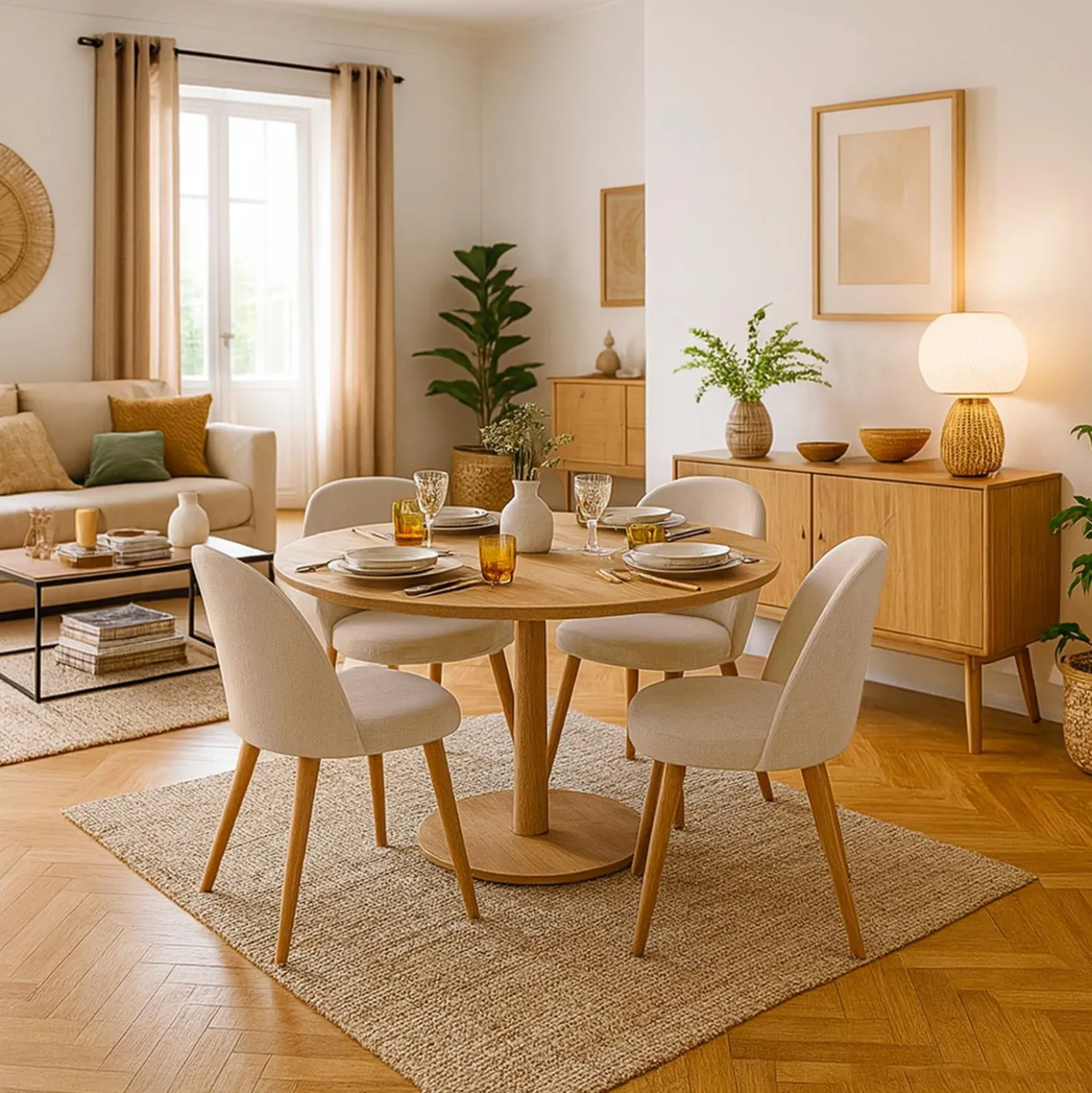 Lot de 2 chaises scandinaves Maury tissu Beige