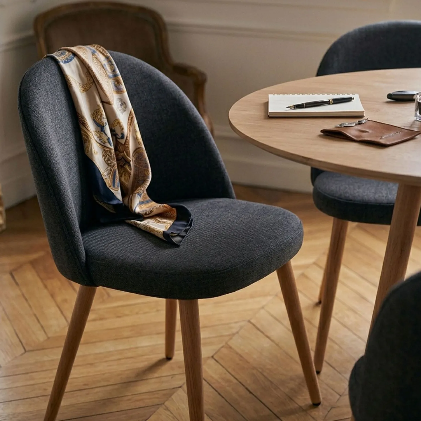 Lot de 6 chaises scandinaves Maury Tissu Gris foncé
