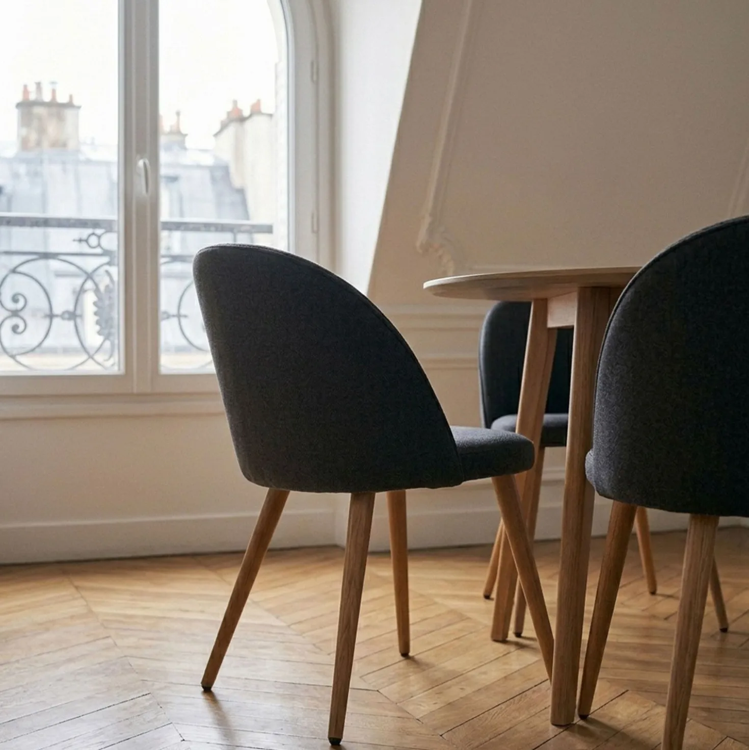 Lot de 6 chaises scandinaves Maury Tissu Gris foncé
