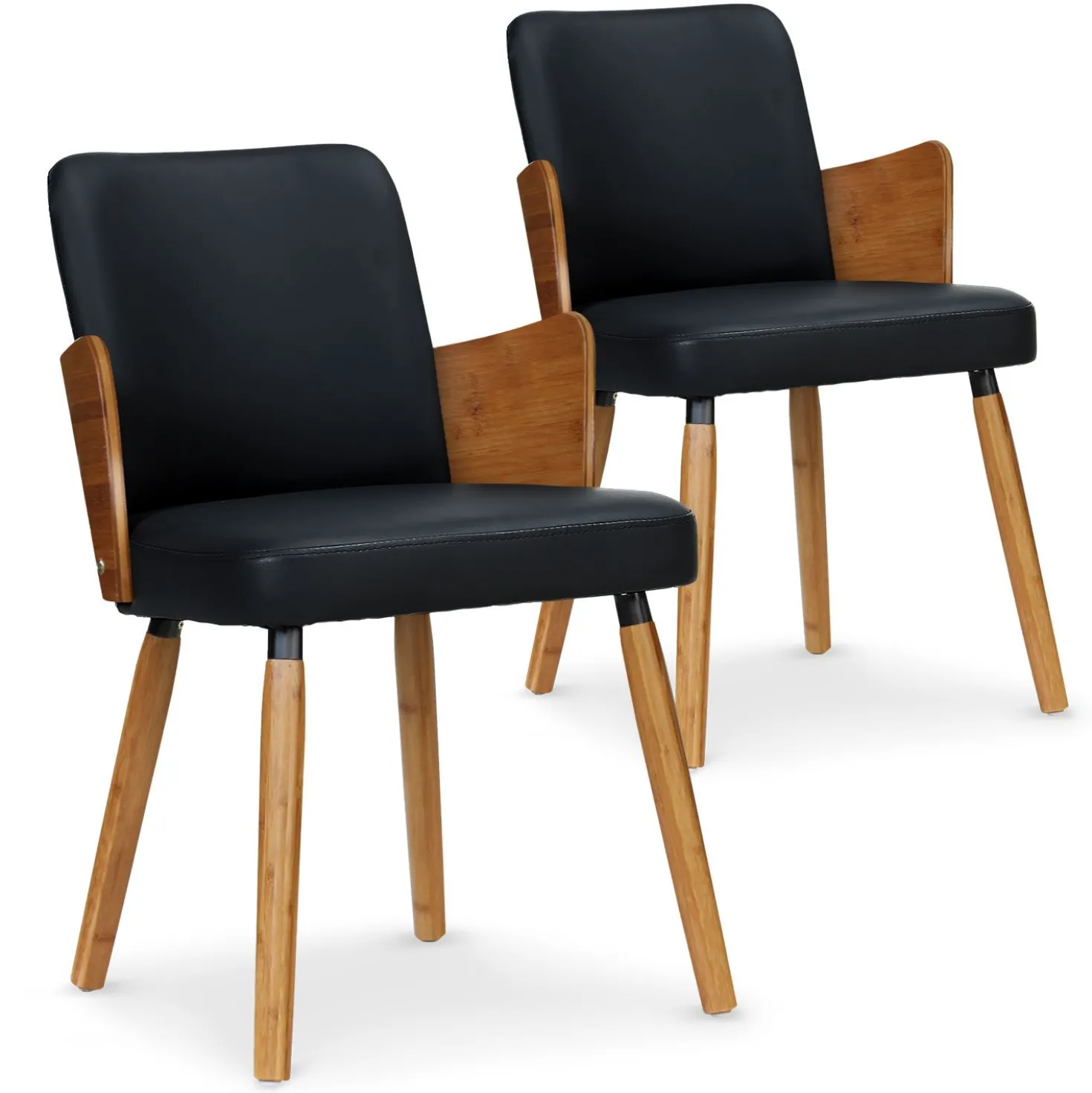 Lot de 2 chaises scandinaves Phibie bois naturel et Noir