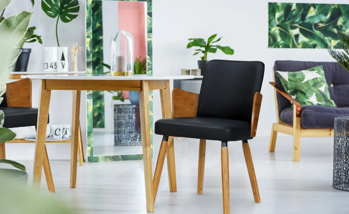 Lot de 2 chaises scandinaves Phibie bois naturel et Noir
