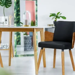 Lot de 2 chaises scandinaves Phibie bois naturel et Noir