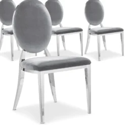 Lot de 4 chaises Sofia velours Argent