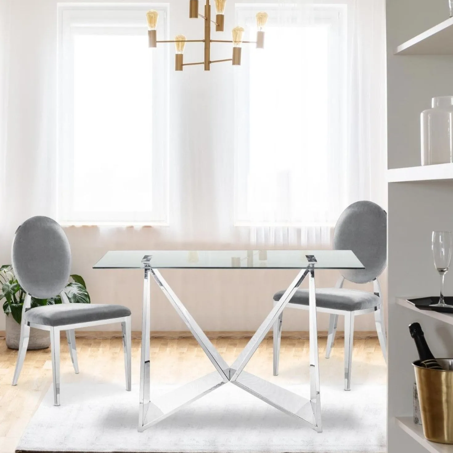 Lot de 4 chaises Sofia velours Argent