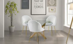 Lot de 4 chaises Spectra Tissu bouclette Crème