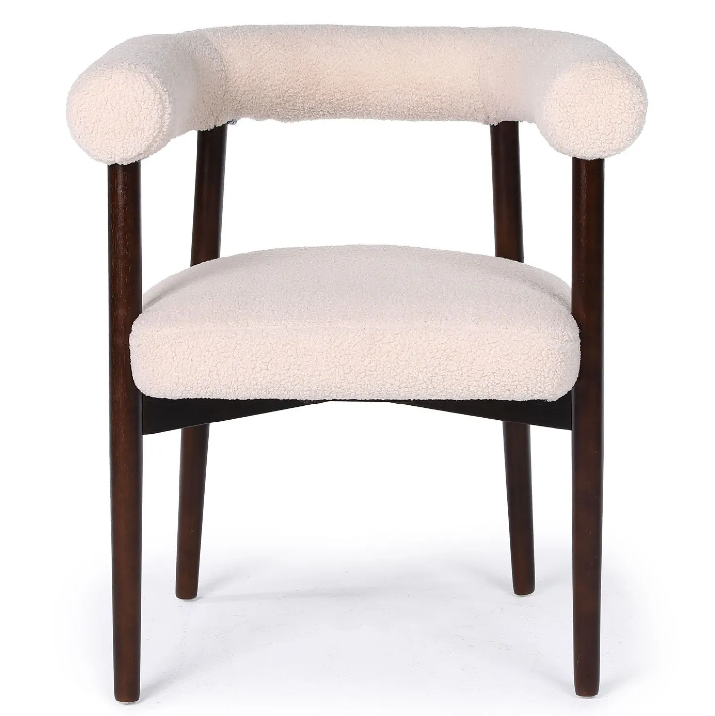 Lot de 2 chaises style scandinave chic Bringo Bois foncé et Tissu bouclette Beige