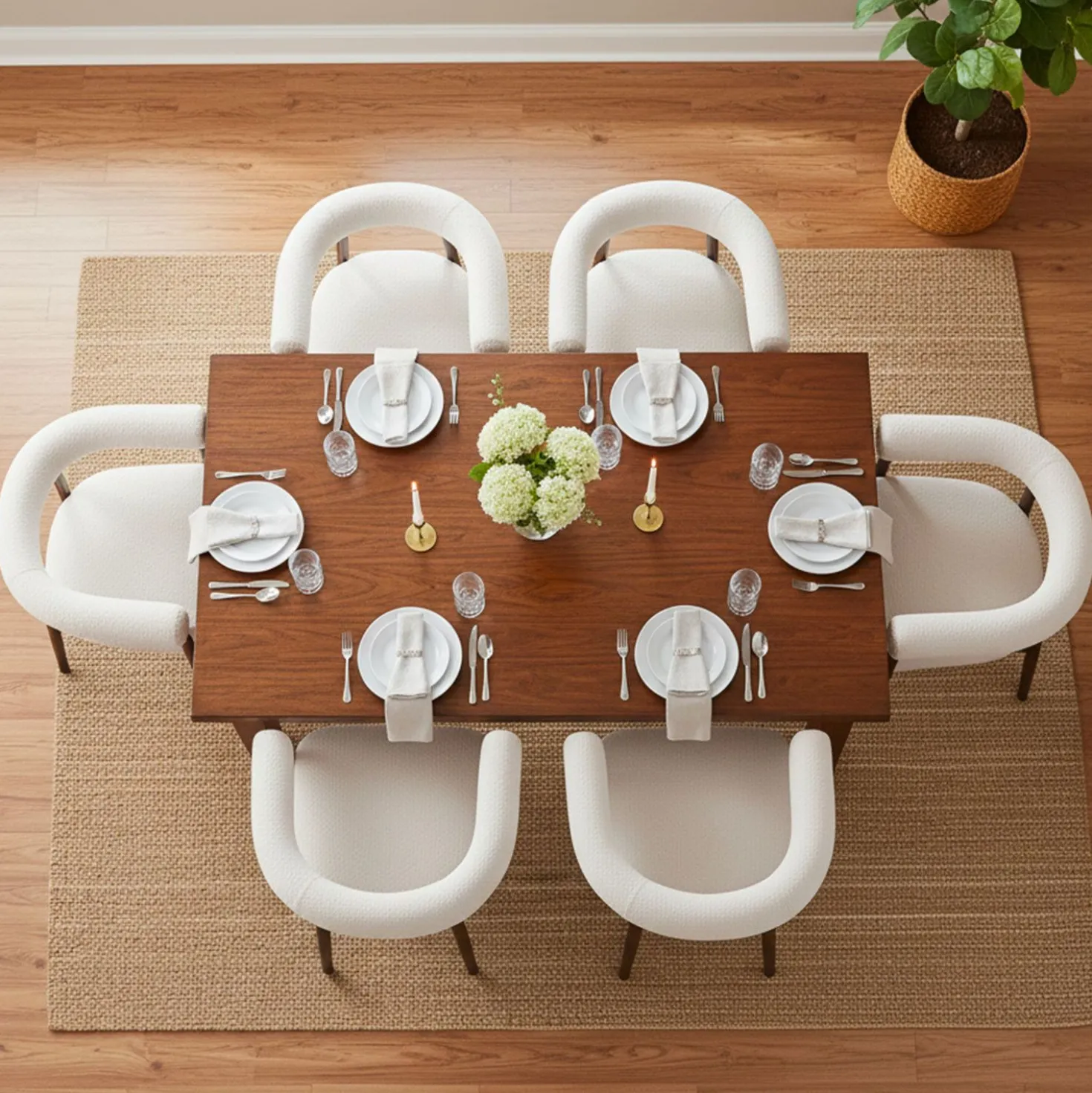 Lot de 2 chaises style scandinave chic Bringo Bois foncé et Tissu bouclette Beige