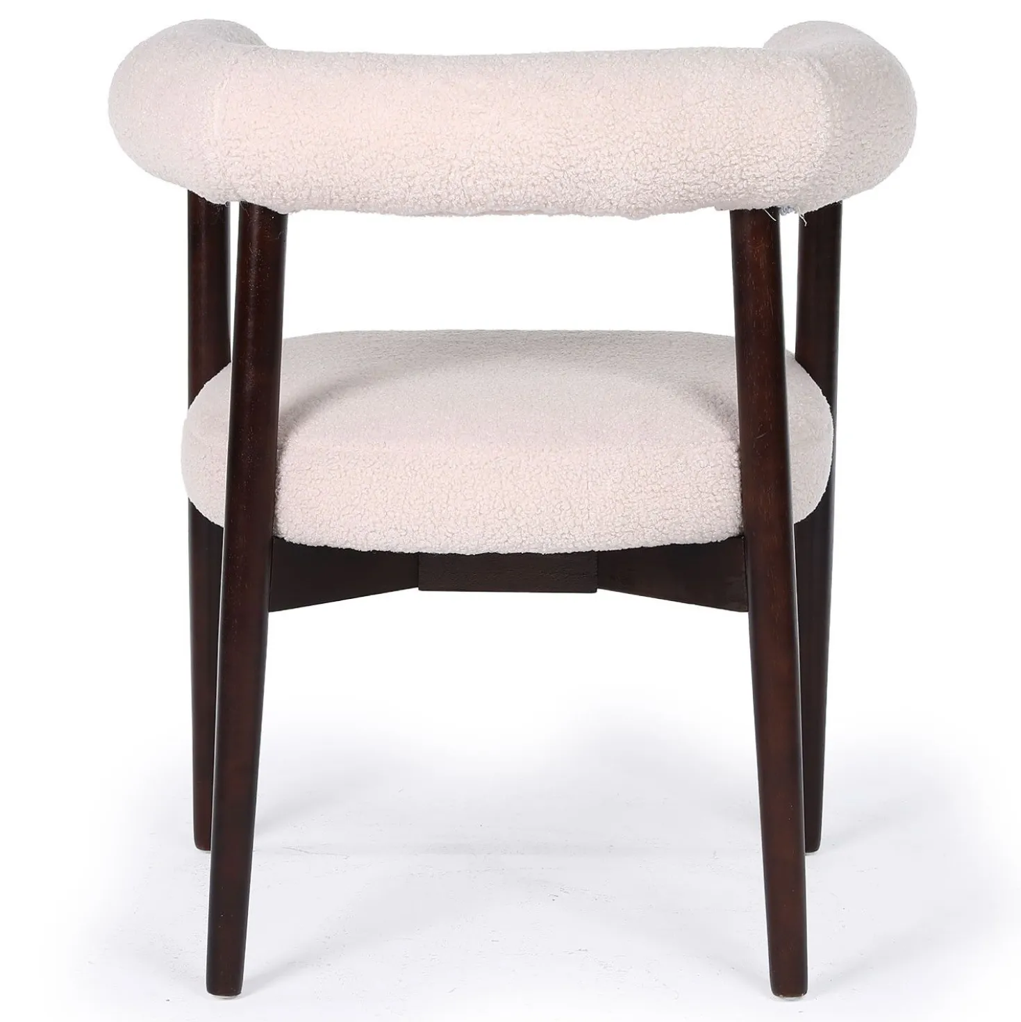 Lot de 2 chaises style scandinave chic Bringo Bois foncé et Tissu bouclette Beige