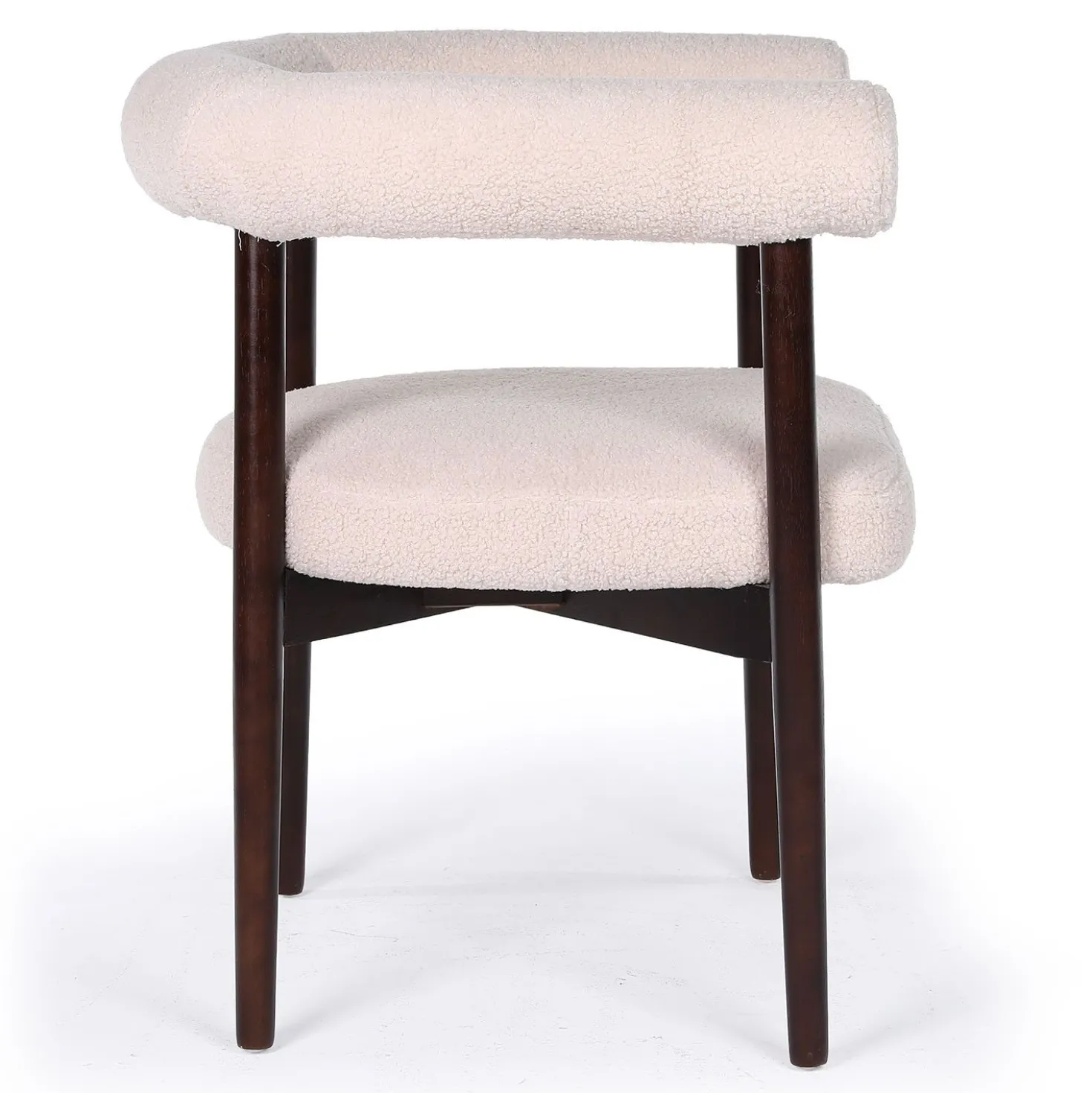 Lot de 2 chaises style scandinave chic Bringo Bois foncé et Tissu bouclette Beige