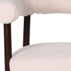 Lot de 2 chaises style scandinave chic Bringo Bois foncé et Tissu bouclette Beige