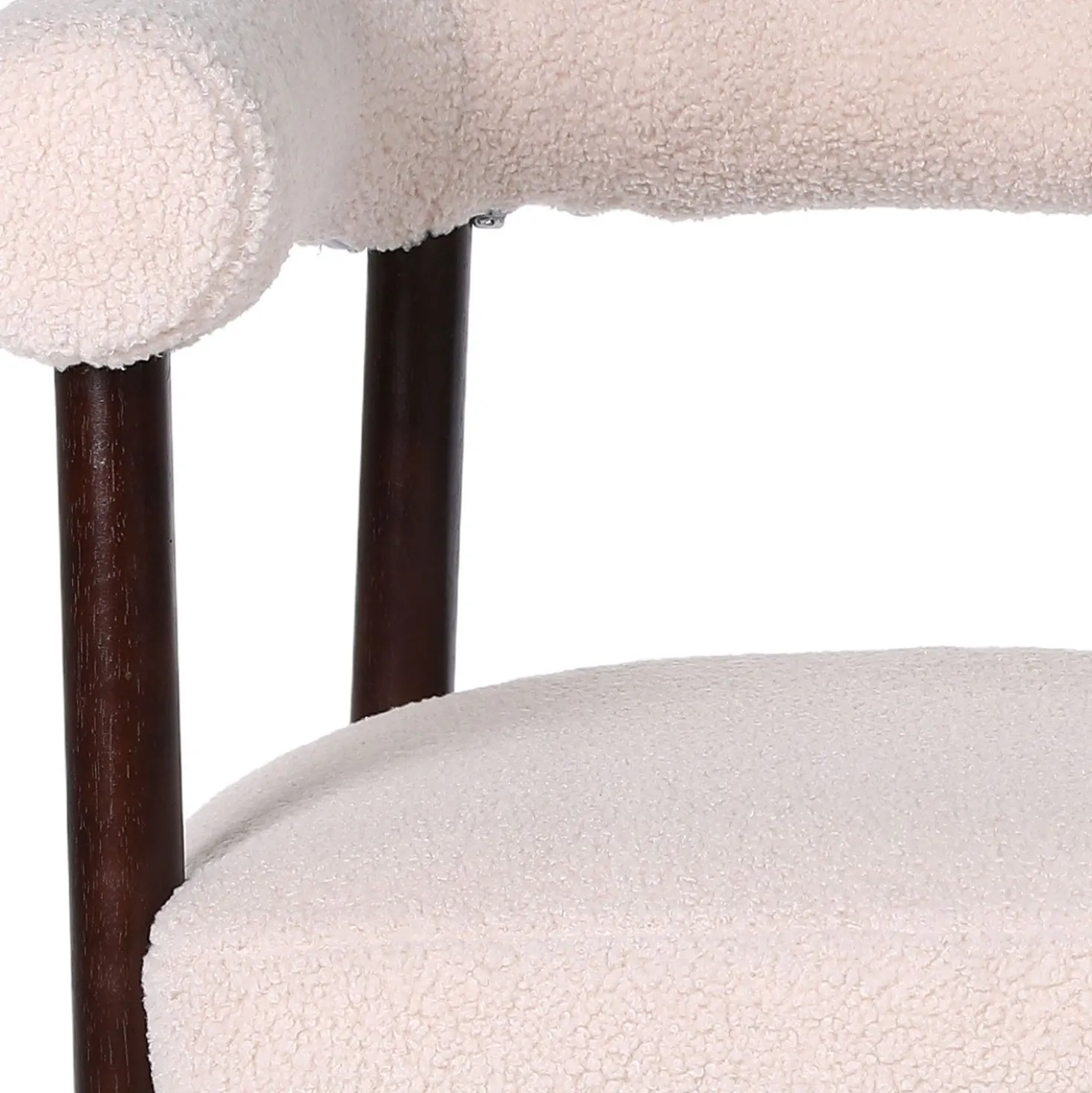 Lot de 8 chaises style scandinave chic Bringo Bois foncé et Tissu bouclette Beige