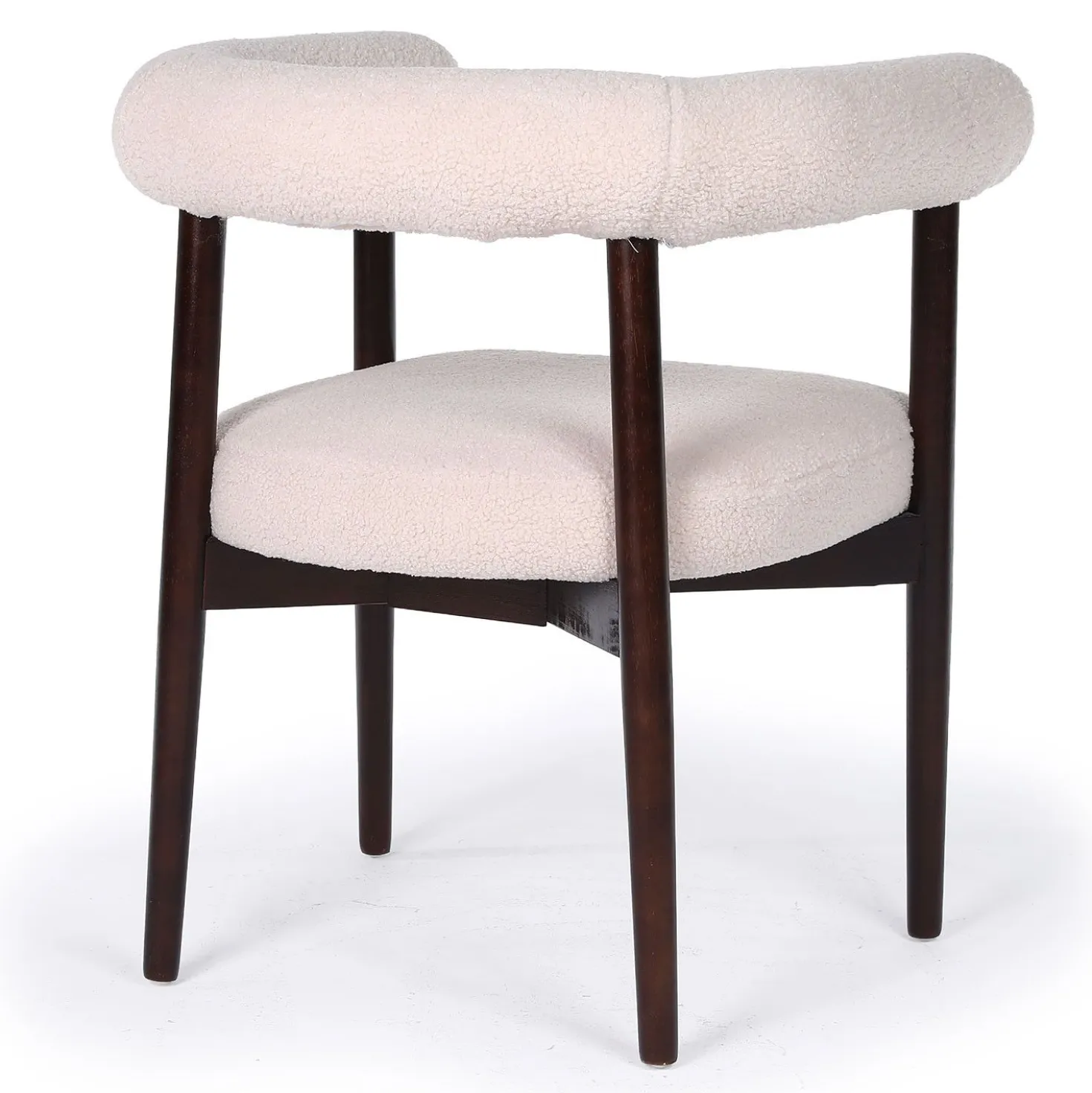 Lot de 8 chaises style scandinave chic Bringo Bois foncé et Tissu bouclette Beige