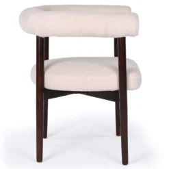 Lot de 6 chaises style scandinave chic Bringo Bois foncé et Tissu bouclette Beige