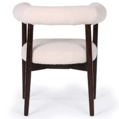 Lot de 6 chaises style scandinave chic Bringo Bois foncé et Tissu bouclette Beige