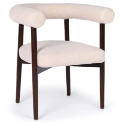 Lot de 6 chaises style scandinave chic Bringo Bois foncé et Tissu bouclette Beige