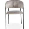 Lot de 4 chaises Tabata Métal Noir et Velours Taupe
