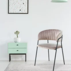 Lot de 4 chaises Tabata Métal Noir et Velours Taupe