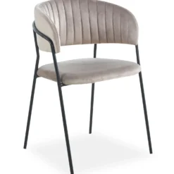 Lot de 4 chaises Tabata Métal Noir et Velours Taupe