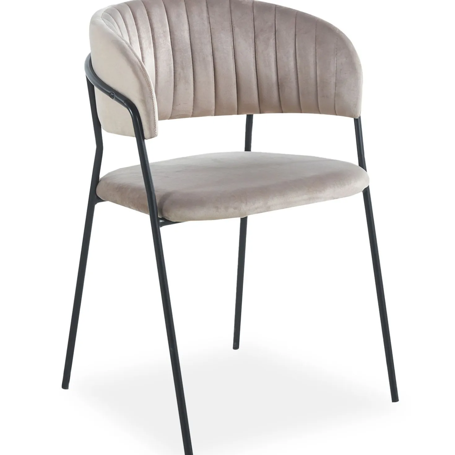 Lot de 4 chaises Tabata Métal Noir et Velours Taupe