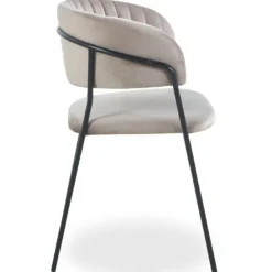 Lot de 8 chaises Tabata Métal Noir et Velours Taupe